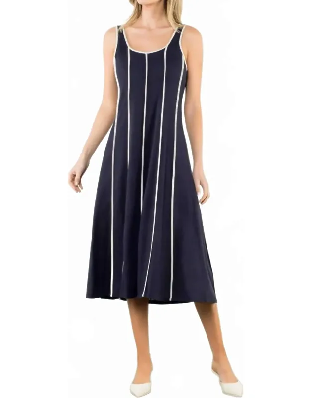 Piped Midi Dress