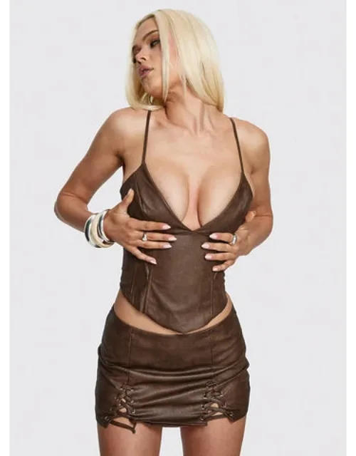 Venessa Mini Skirt With Lace-up Detail, Zip Closure