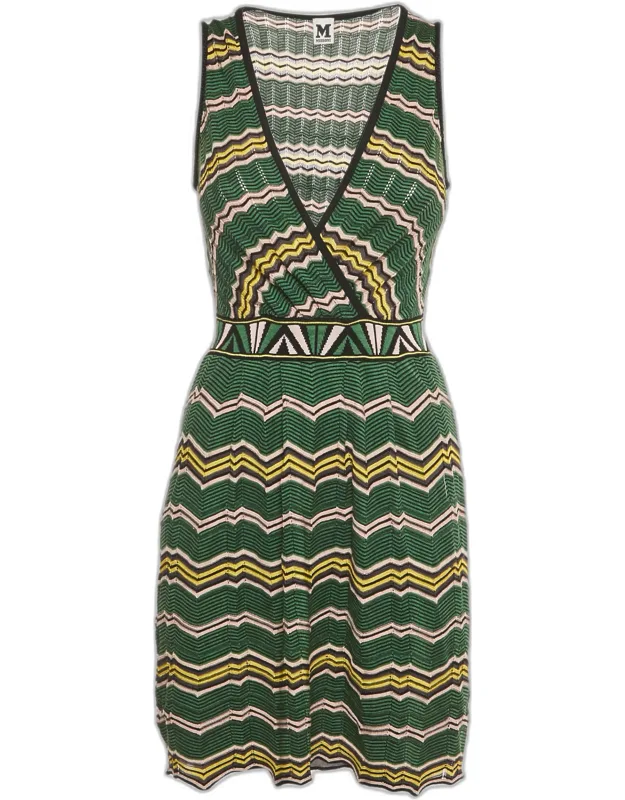 Zig Zag Patterned Knit Mini Dress