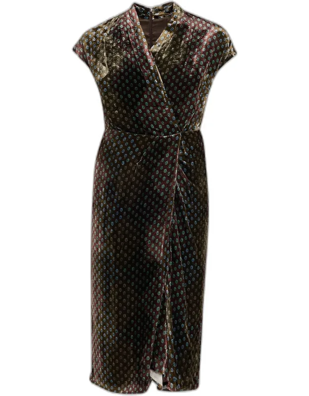 Silk Wrap Midi Dress