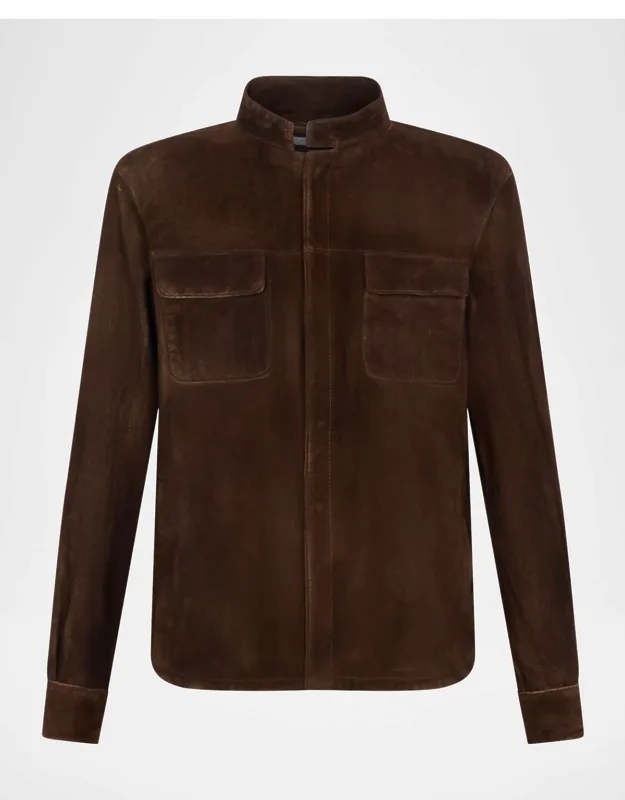 Stand-collar Distressed Leather Jacket