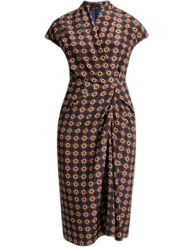 Draped Wrap Midi Dress