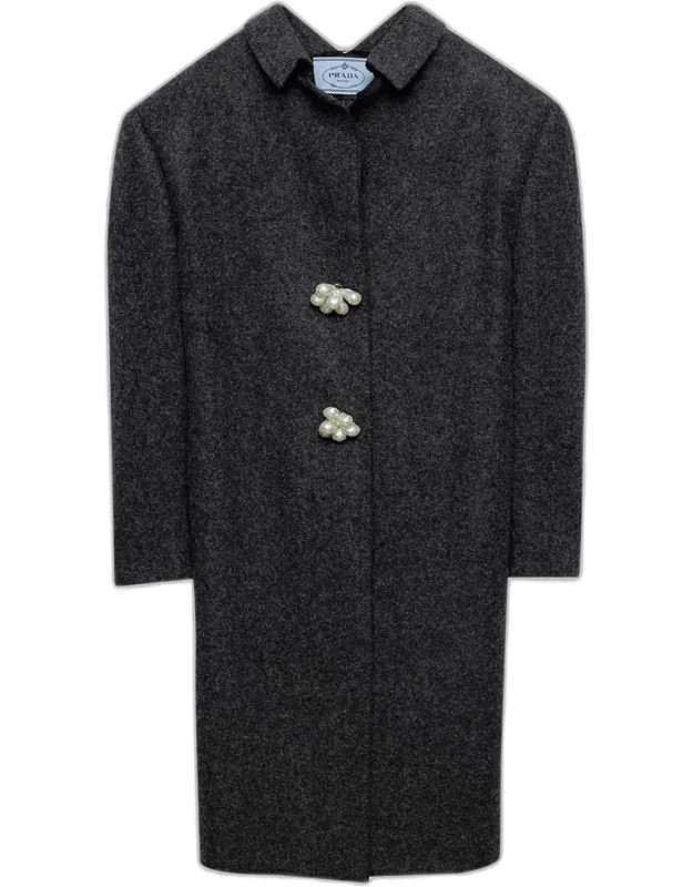 Wool Coat With Pearl Buttons