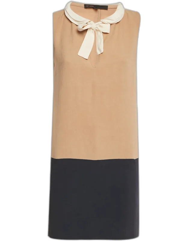 Crepe Neck-tie Mini Dress