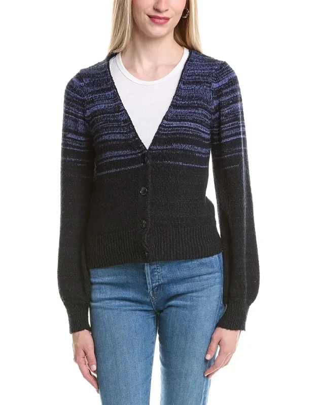 Cotton Gradient Puff Sleeve Cardigan