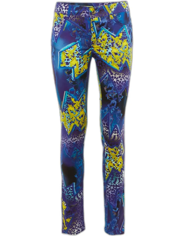 Multicolor Printed Cotton Skinny Fit Jeans