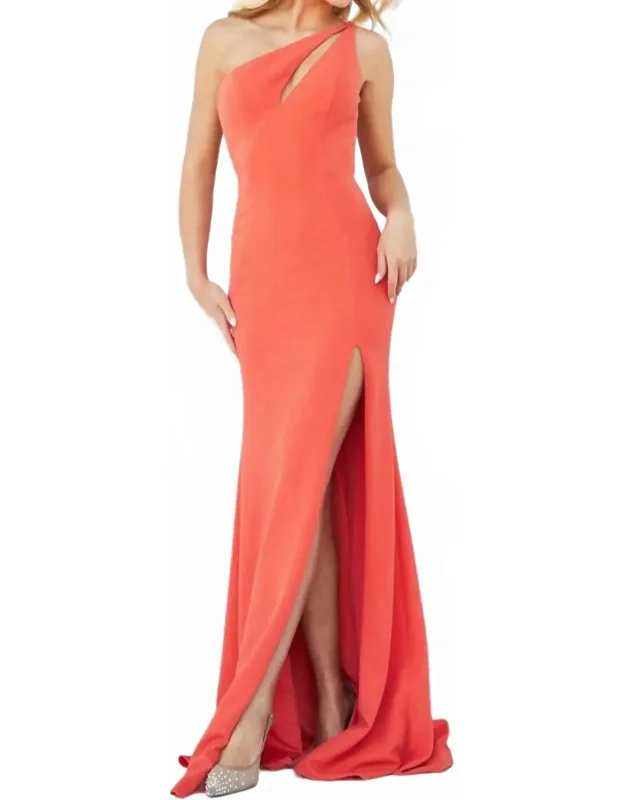 Long One Shoulder Fitted Prom Dress