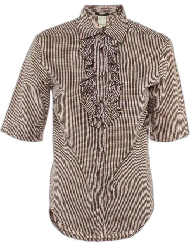 Checkered Cotton Frill Detail Shirt