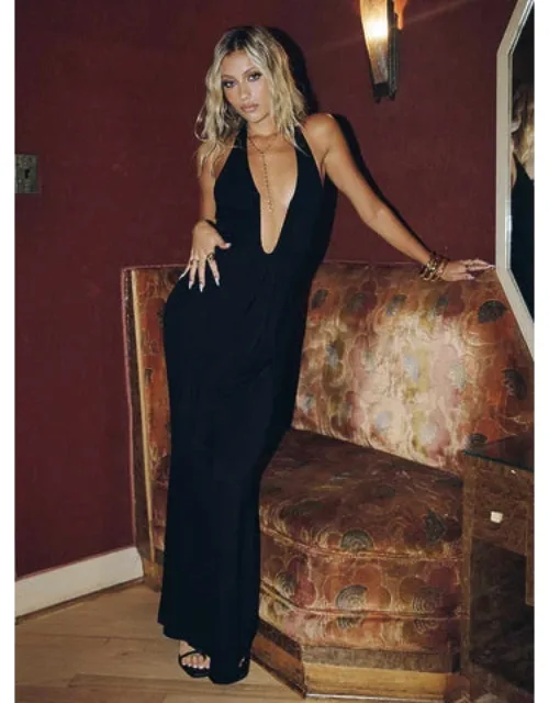 Emabella Plunge Halter Maxi Dress