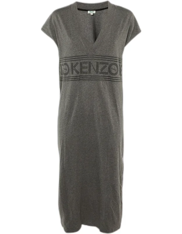 Cotton Logo Applique T-shirt Midi Dress