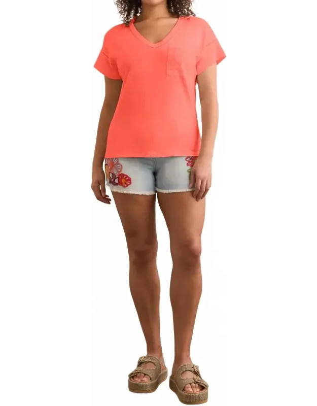 Frill V-neck Top With Ladder Tape