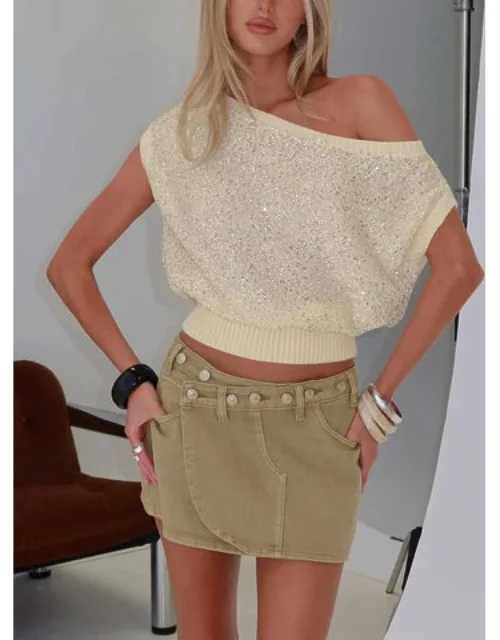 Button Detail Mini Skirt