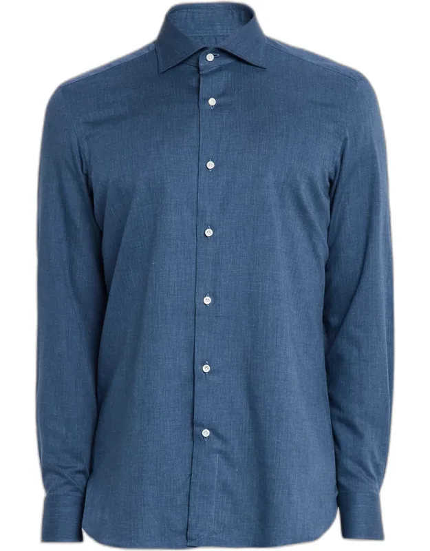 Melange Cotton Button-down Shirt