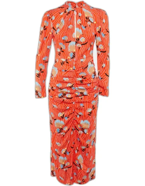 Botanical Print Crepe Midi Dress