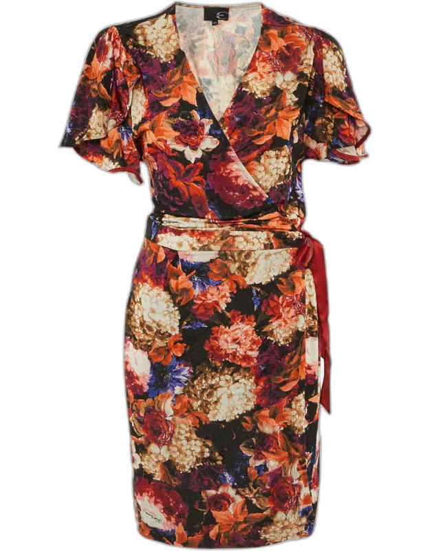 Floral Print Jersey Wrap Around Mini Dress