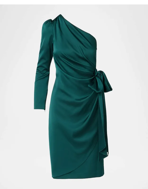 Draped One-shoulder Midi Dress