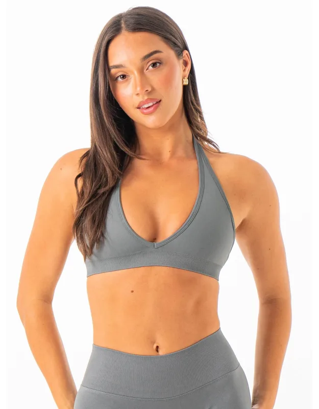 Sculpt Seamless Halter Bra - Ultimate Comfort, Open Back