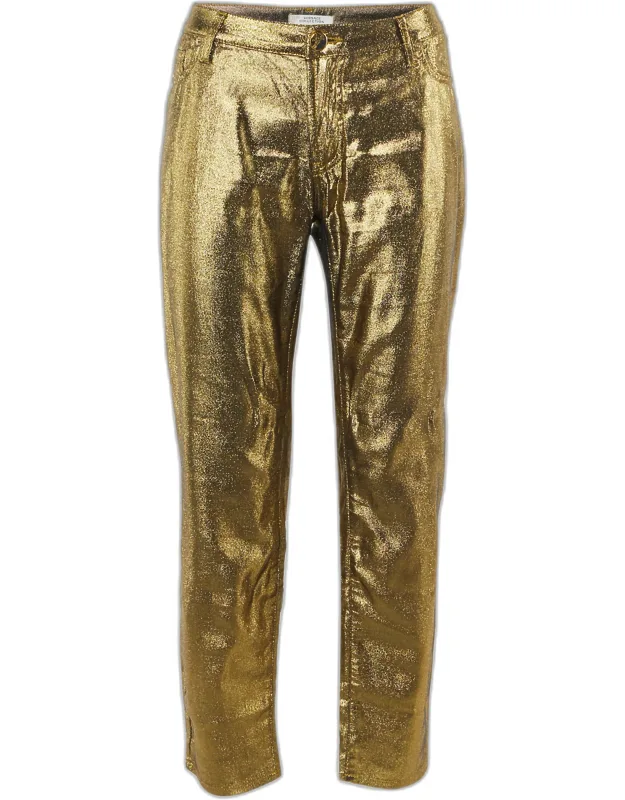 Gold Metallic Slim Fit Jeans