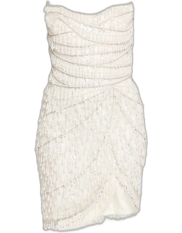 Fringe Embroidered Tulle Mini Cocktail Dress