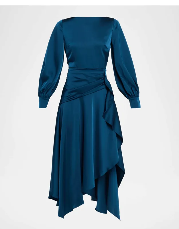 Asymmetric Handkerchief Midi Dress