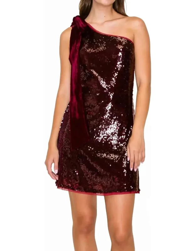 One Shoulder Ribbon Tie Sleeveless Mini Dress