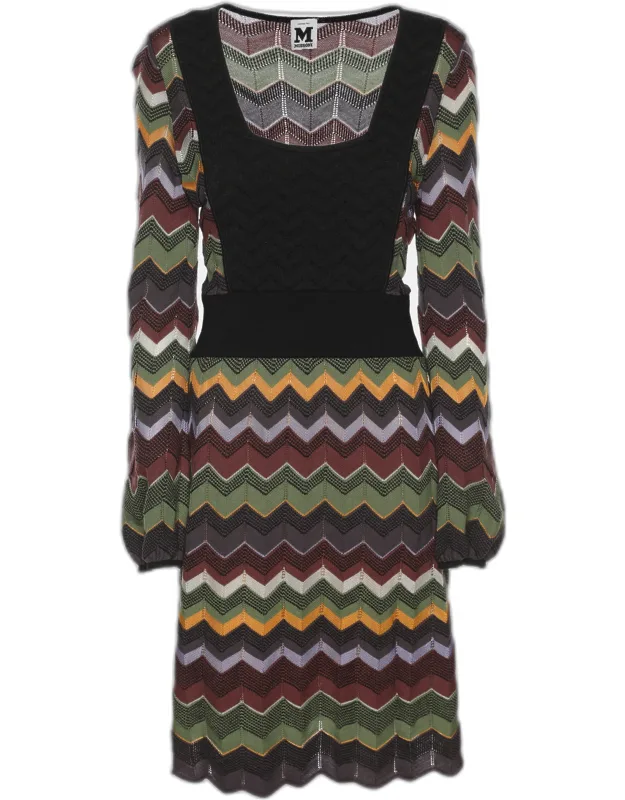 Multicolor Zig Zag Knit Mini Dress