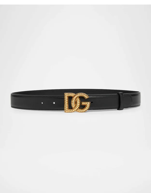 Leather Logo Buckle Belt