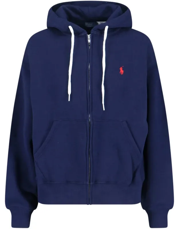 Hoodie With Cotton Blend And Zip Closure