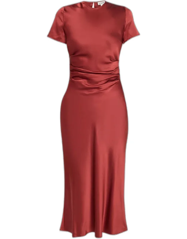 Marcel Midi Dress With Draped Detailing And Back Button Closure