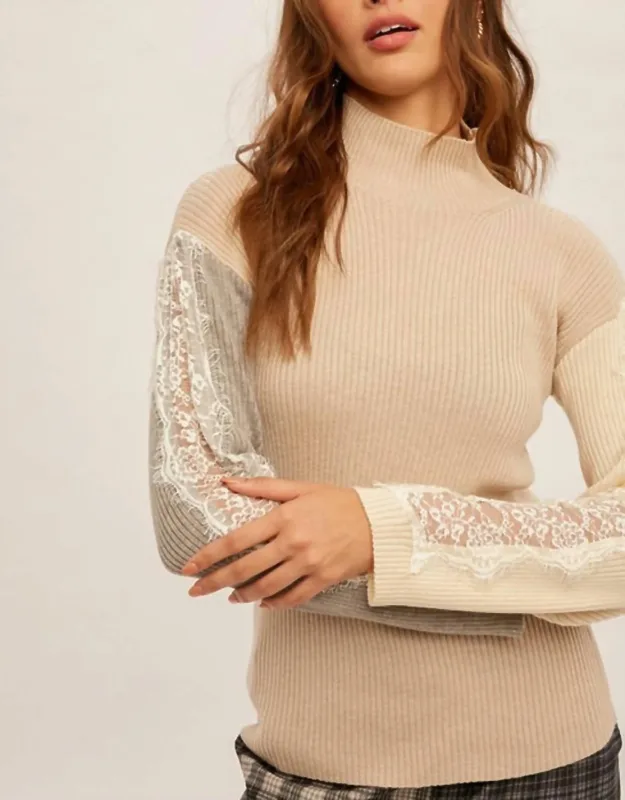 Lace Sleeve Sweater