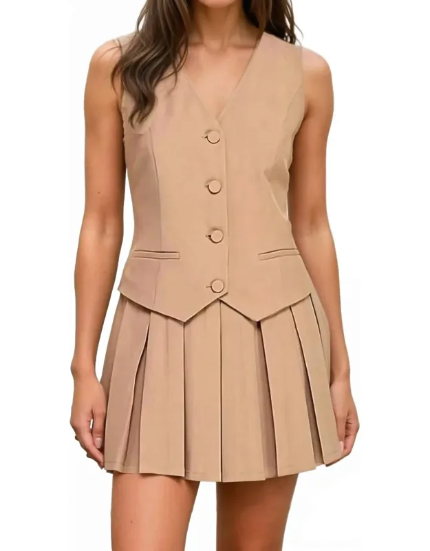 Lindsey Pleated Mini Vest Dress