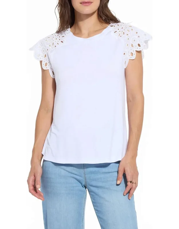 Eyelet Sleeve Trim Top