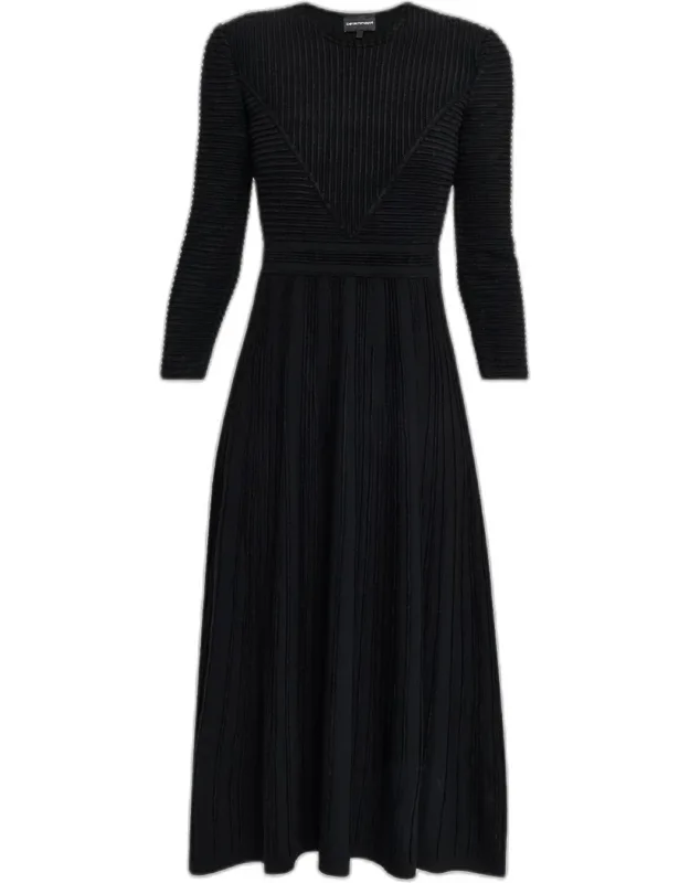 Knit Paneled Midi Dress