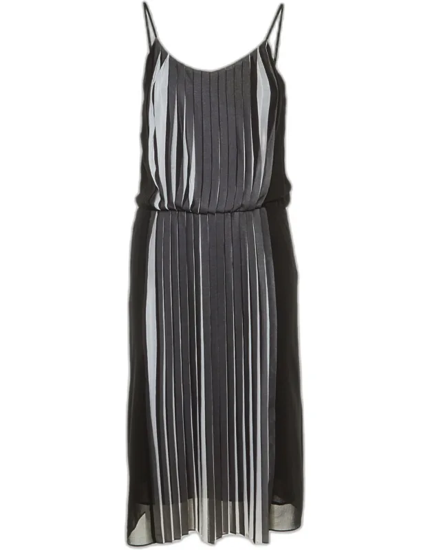 Pleated Crepe Midi Dress