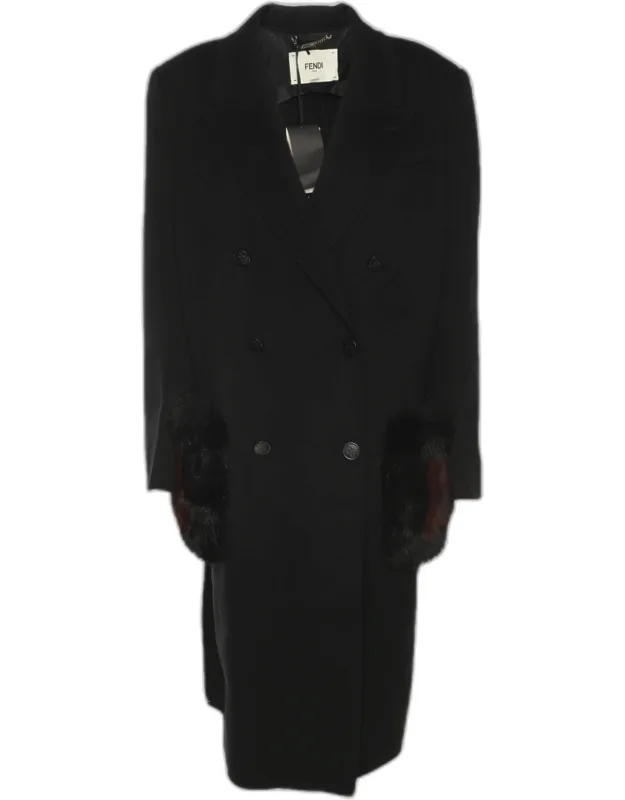 Wool And Fox Fur Double Breasted Midi Coat