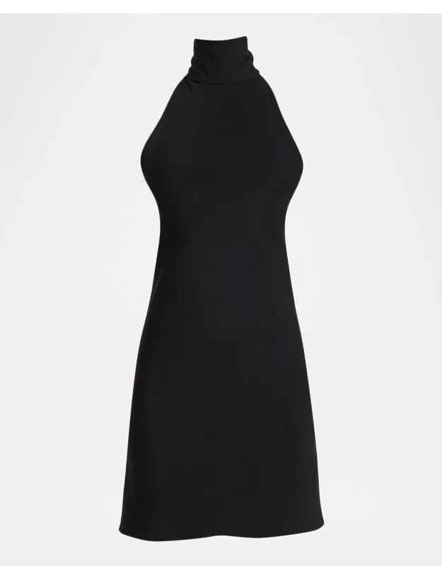 Mock-neck Halter Mini Dress