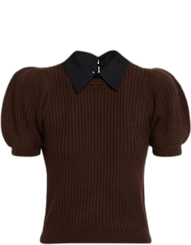 Cable-knit Puff-sleeve Sweater