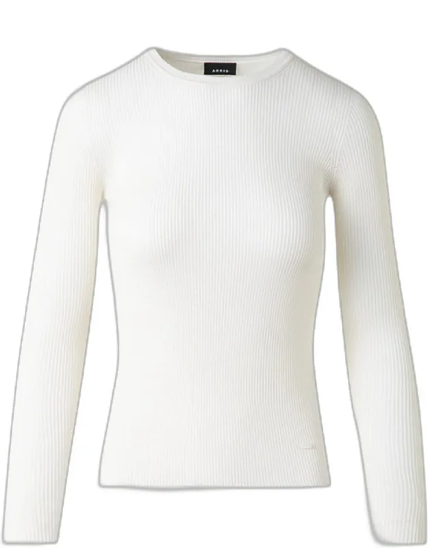 Silk Cotton Rib Crewneck Sweater