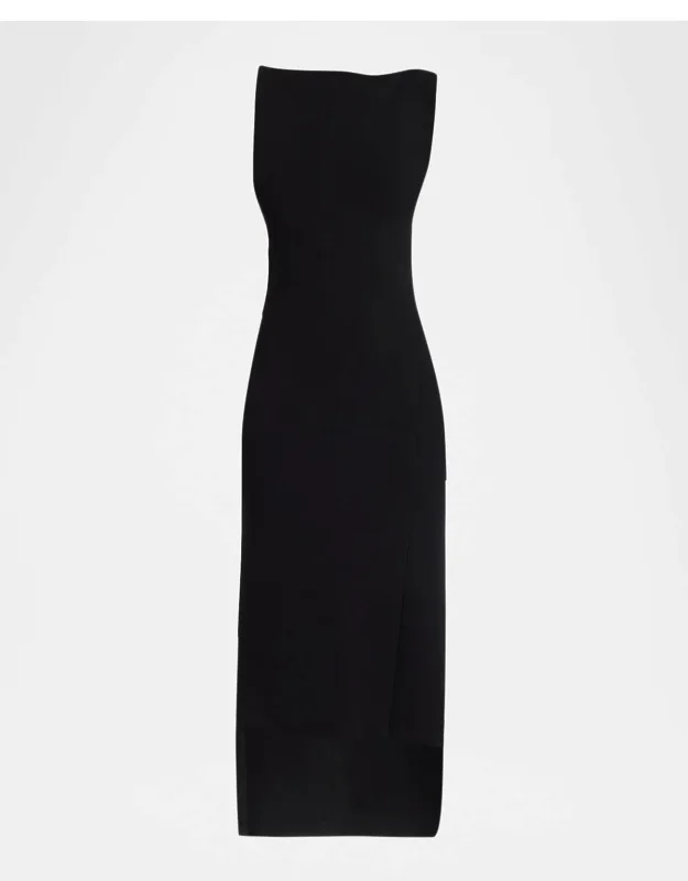 Boat-neck Sleeveless High-low Midi Dress