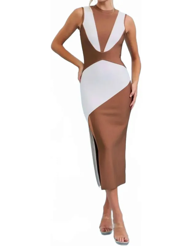 Bandage Colorblock Midi Dress