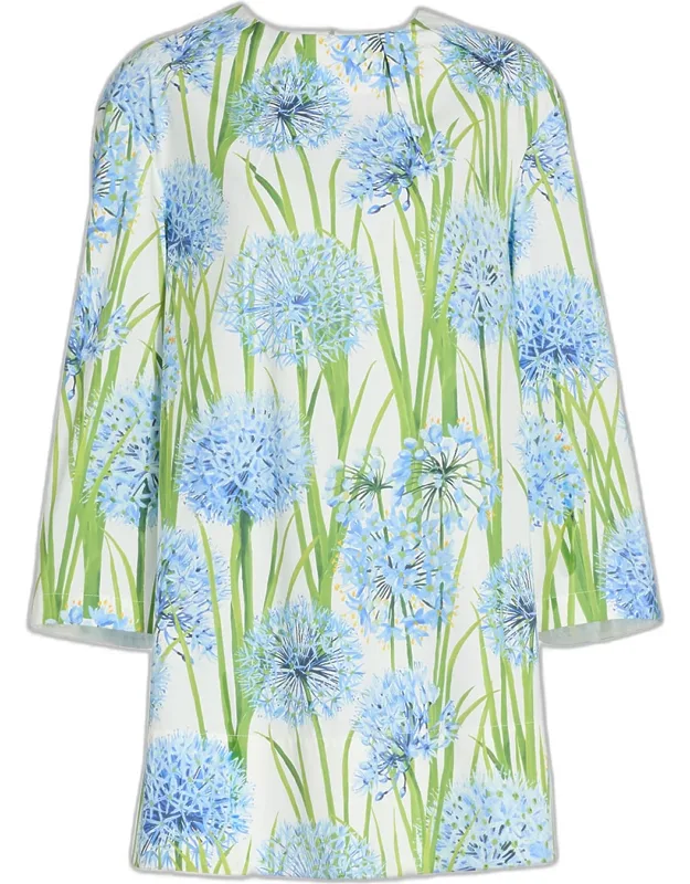 Alliums-print Poplin Mini Dress