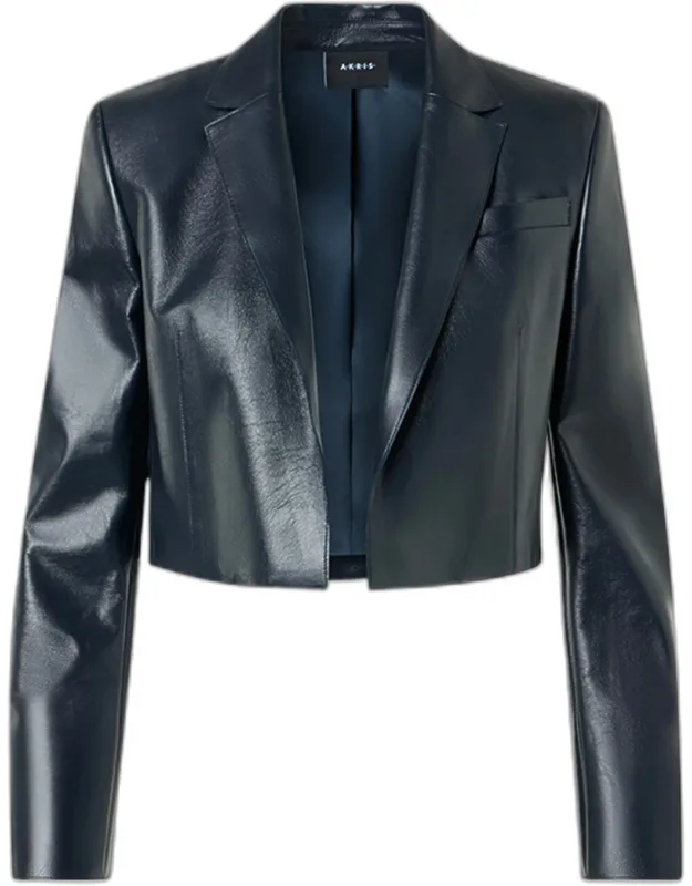Open-front Short Leather Jacket