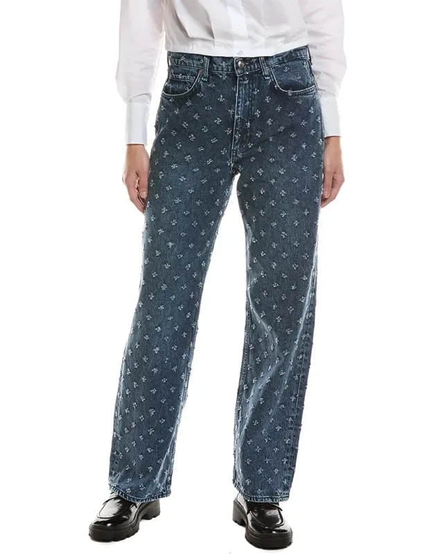 High-rise Vintage Tweed Ankle Relaxed Straight Jeans