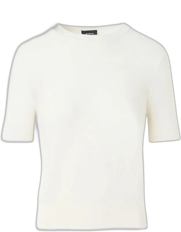 Pointelle Knit Short-sleeve Sweater