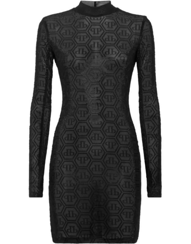 Tulle Long-sleeved Mini Dress