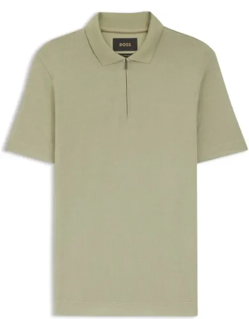 Cotton-silk Polo Shirt With Zip Neck