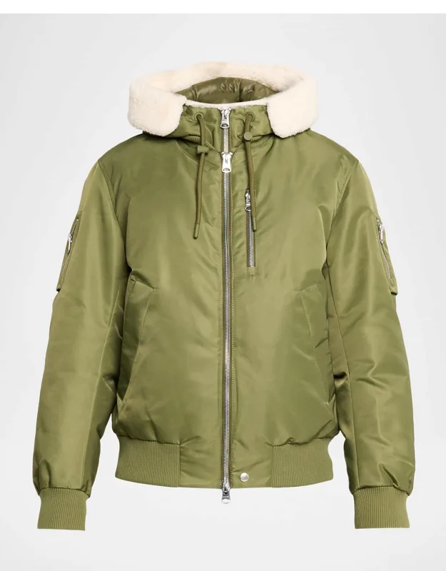 August Bomber Jacket With Shearling-trimmed Hood