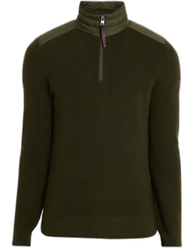 Washable Wool Knit Hybrid Quarter-zip Sweater