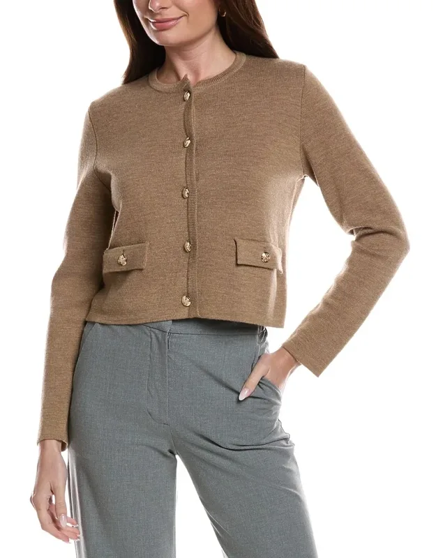 Merino Wool Cropped Crewneck Jacket
