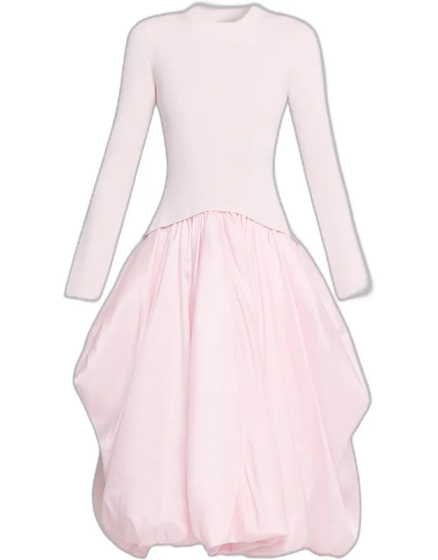 Mock-neck Bubble Midi Dress